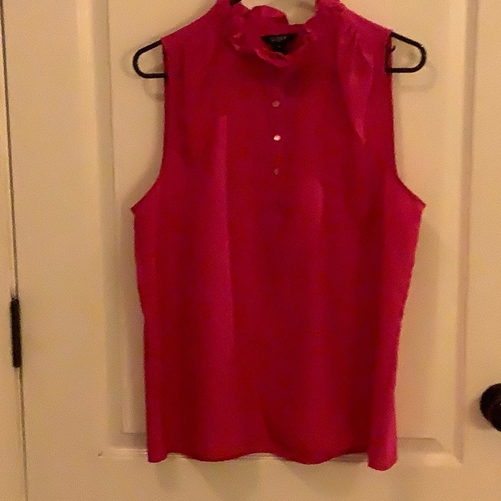 J crew ruffled neck sleeveless blouse